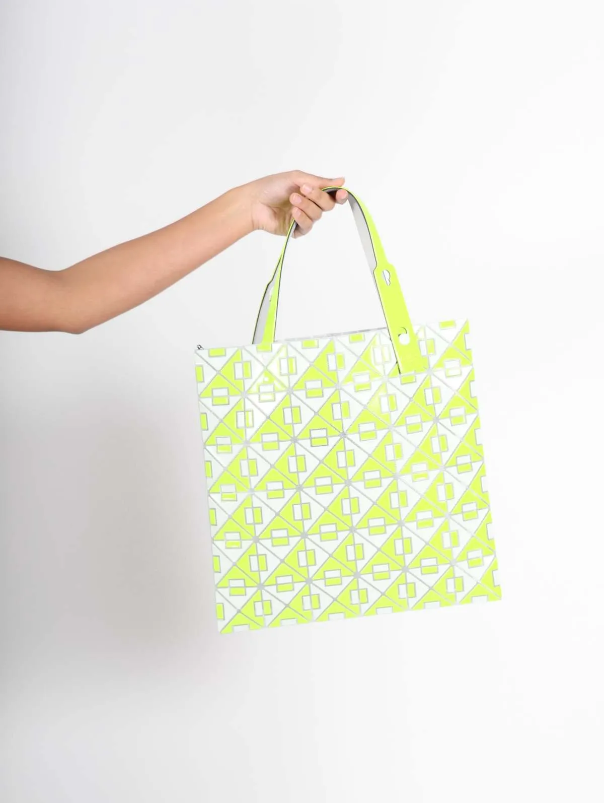 Connect Tote Bag in Yellow Green & Gray by Bao Bao Issey Miyake