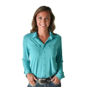 Cowgirl Tuff Turquoise Button Up