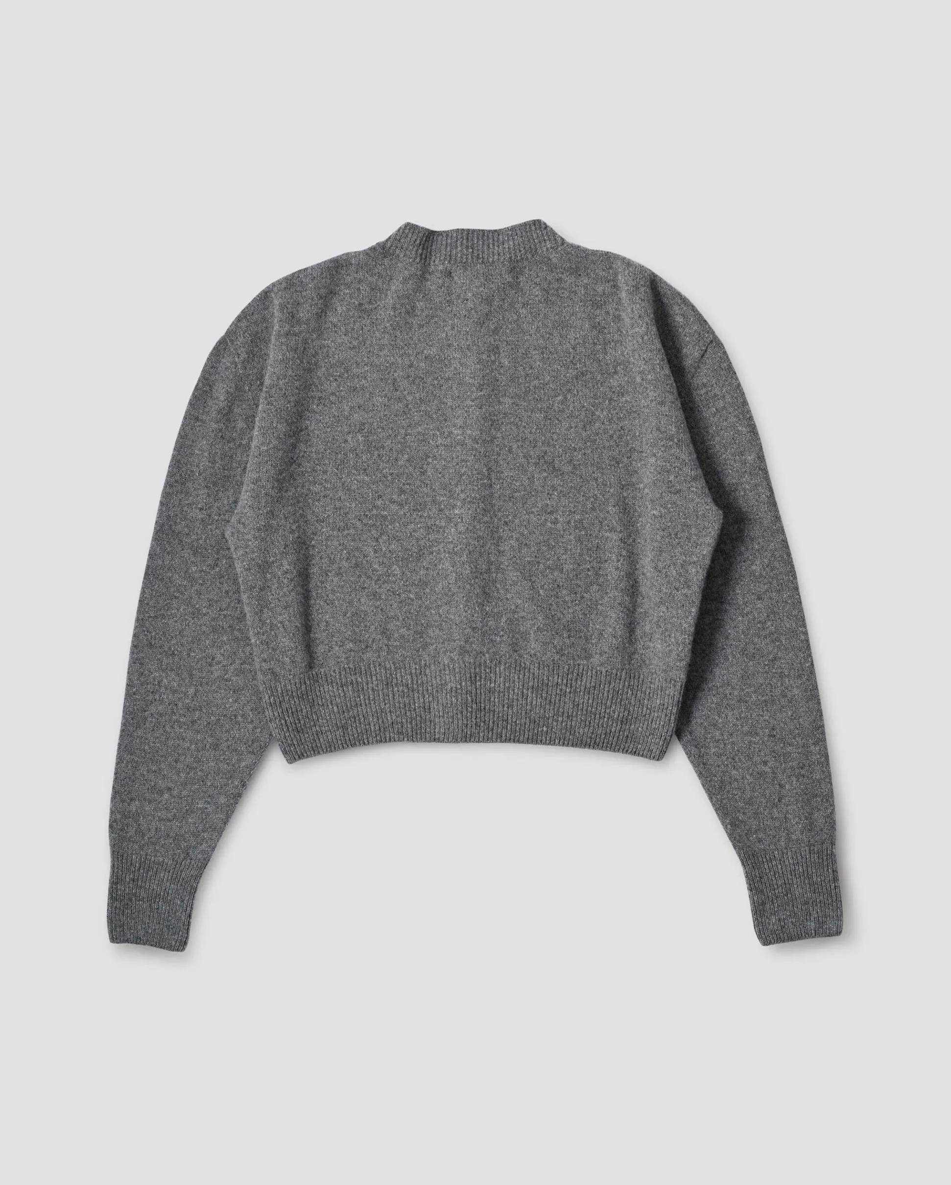 CREW NECK CARDIGAN / CHARCOAL