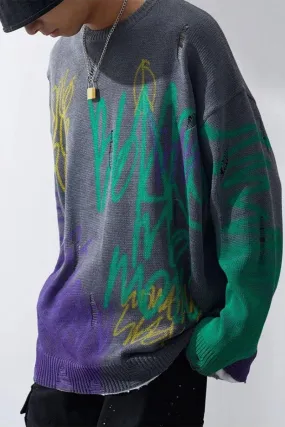 CZ Loose Graffiti Sweater