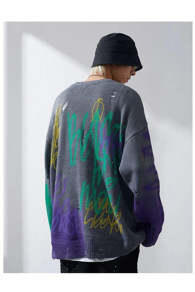 CZ Loose Graffiti Sweater