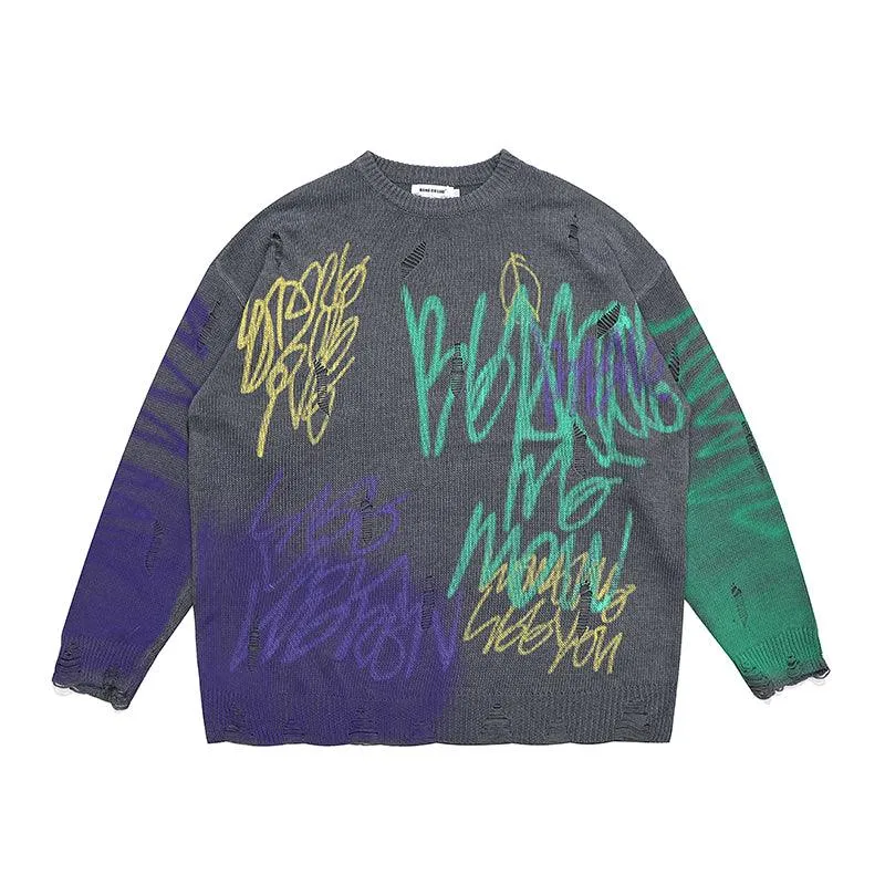 CZ Loose Graffiti Sweater