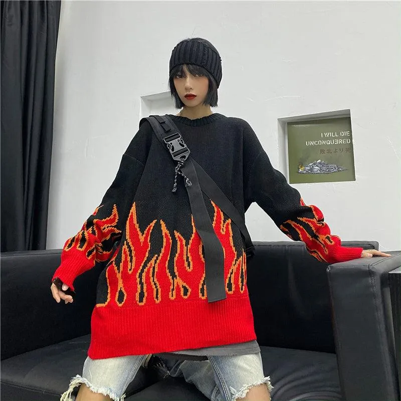 CZ Retro Flame Knit Sweater