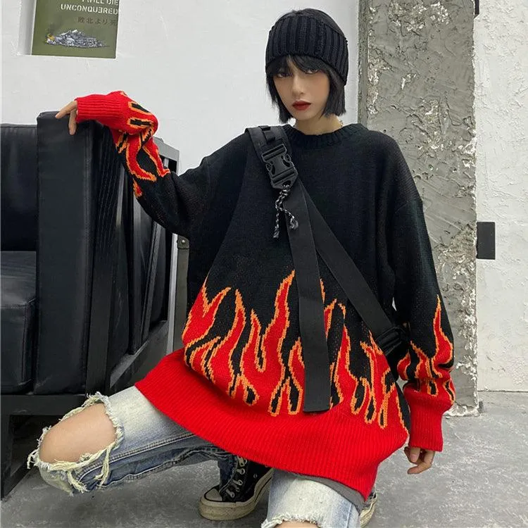 CZ Retro Flame Knit Sweater