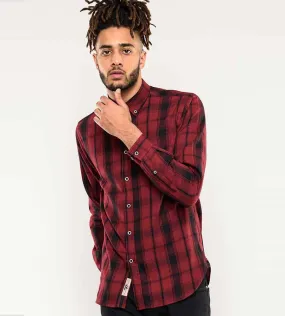 D555 Mens Red Check Shirt Long Sleeves With Chest Pocket (BENALLA)