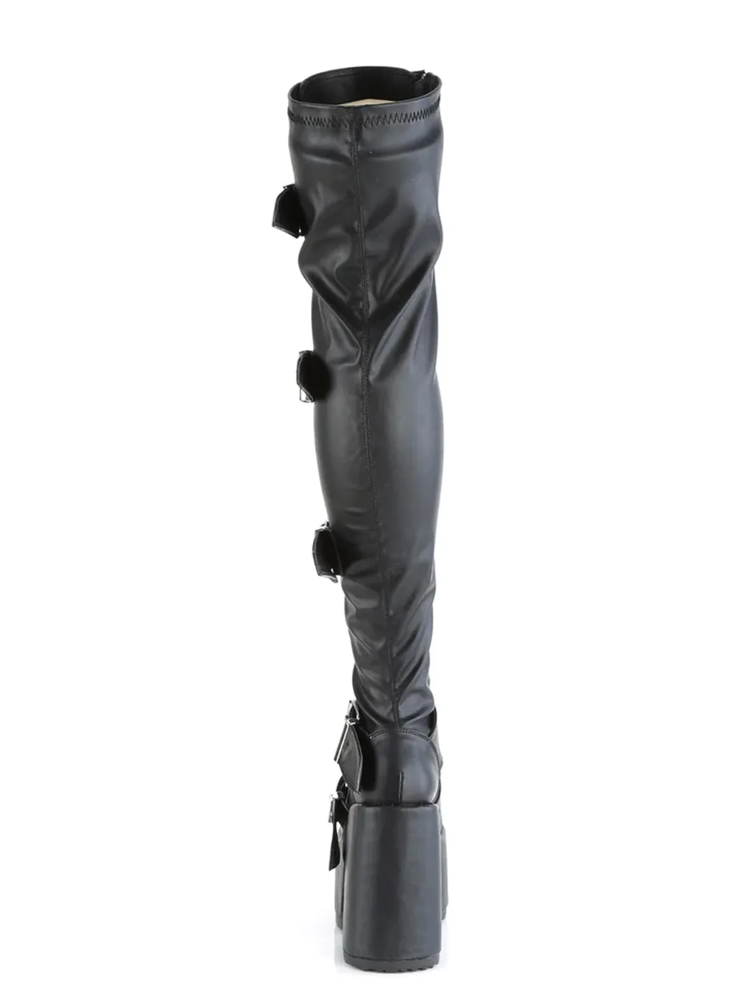 DEMONIA CAMEL-305 - BLACK STRETCH VEGAN LEATHER  PRE ORDER 