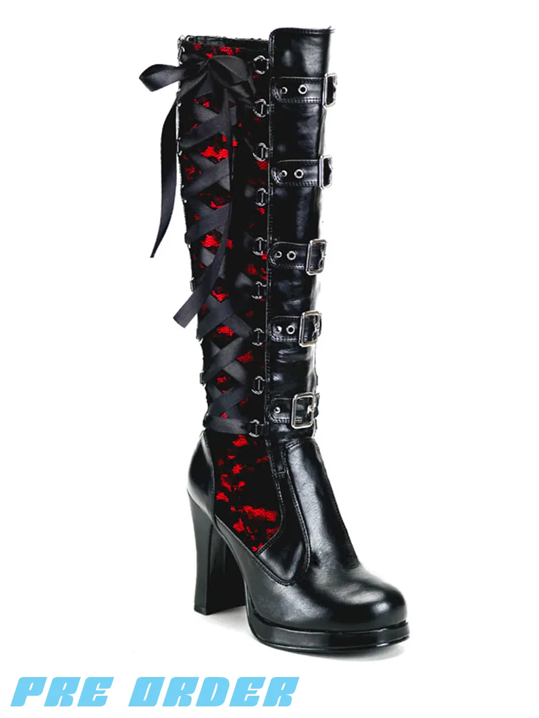 DEMONIA CRYPTO-106 - BLACK RED VEGAN LEATHER  PRE ORDER 