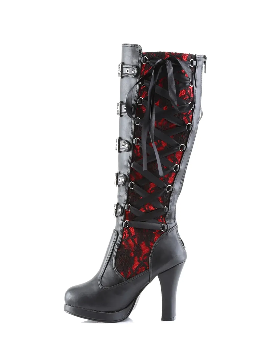 DEMONIA CRYPTO-106 - BLACK RED VEGAN LEATHER  PRE ORDER 