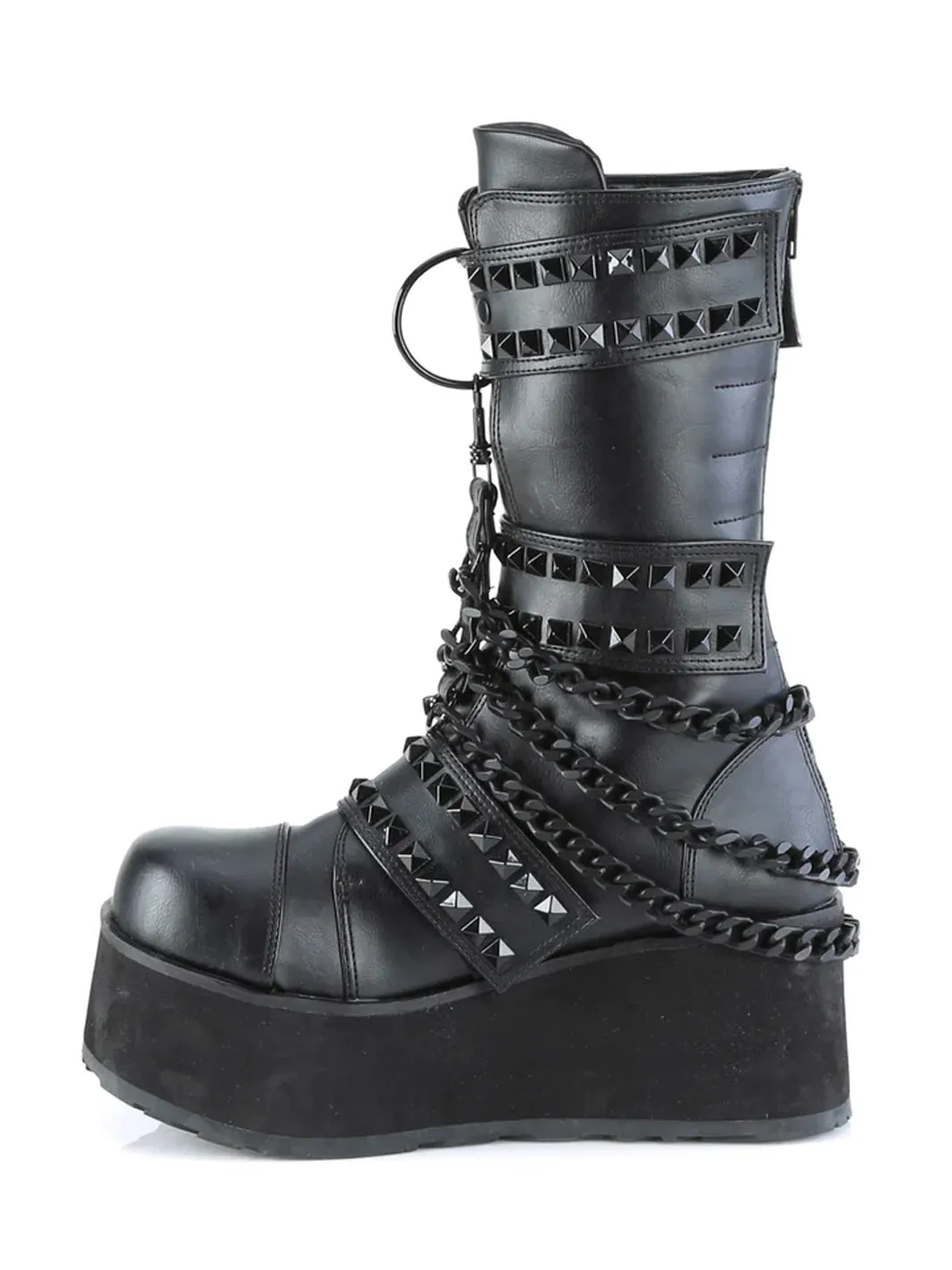 DEMONIA TRASHVILLE-138 - BLACK VEGAN LEATHER  PRE ORDER 