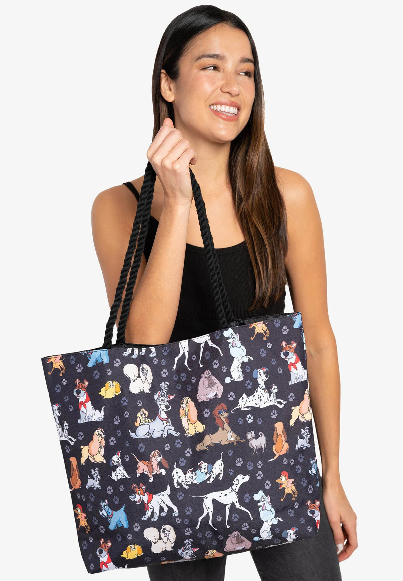 Disney Dogs Travel Rope Tote Bag Carry-On Paw Prints 101 Dalmatian