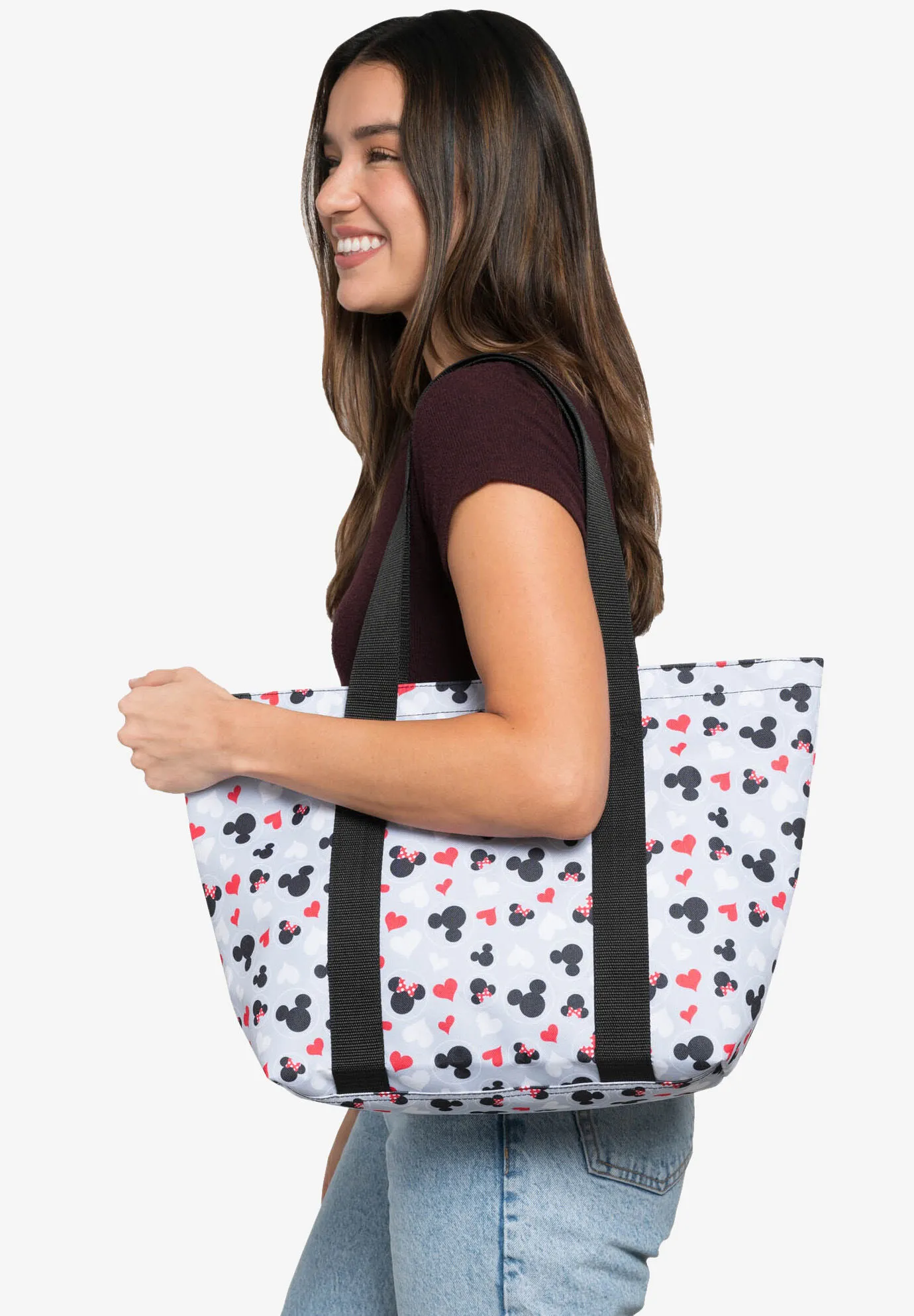 Disney Mickey & Minnie Mouse Heart Icons Zip Tote Bag