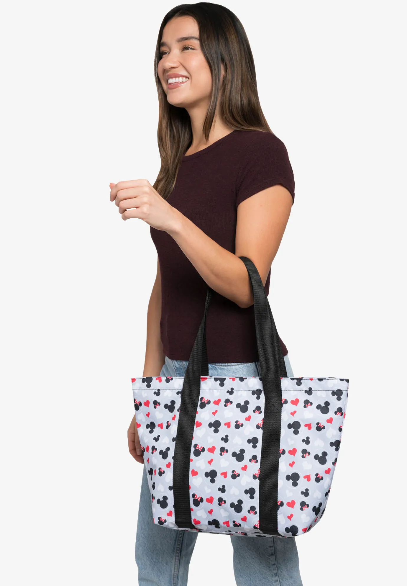 Disney Mickey & Minnie Mouse Heart Icons Zip Tote Bag