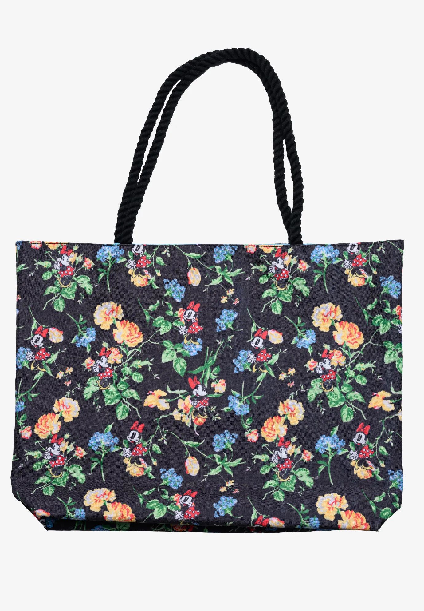 Disney Minnie Mouse Tote Bag Floral All-Over Print Rope Handles