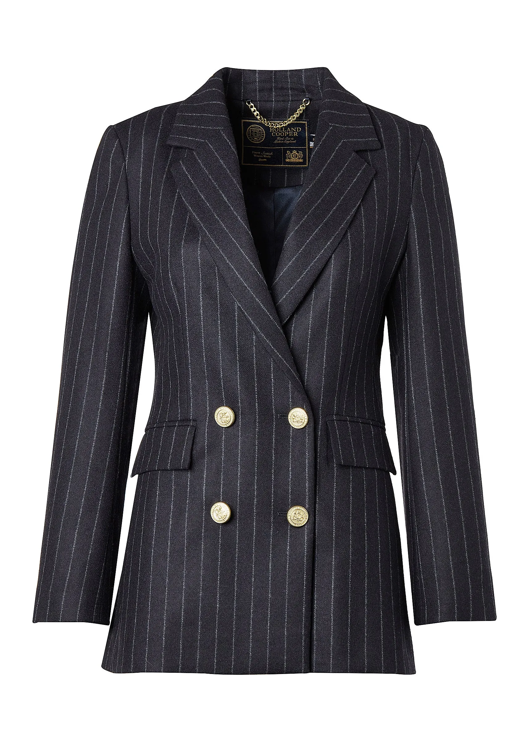 Double Breasted Blazer (Charcoal Pinstripe)