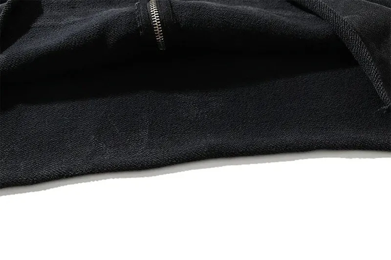 Dusty Black Color Classical Zipper Hoodie