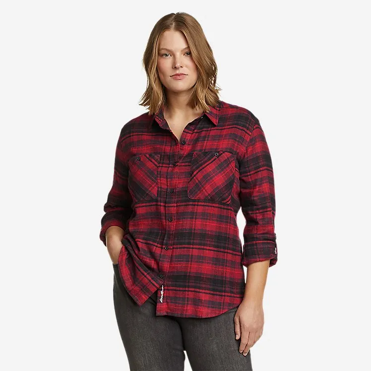 Eddie Bauer Women's EB Hemplify Classic Long-Sleeve Shirt - Black Cherry