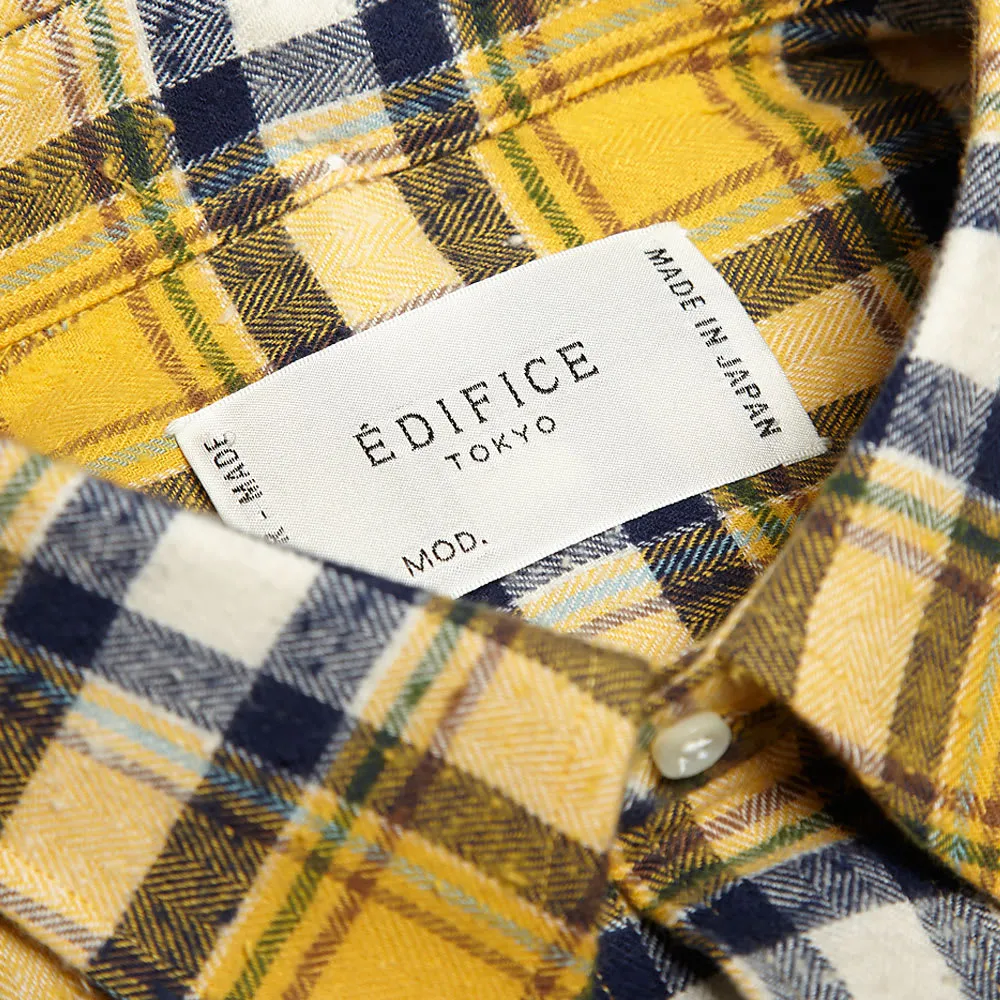 Edifice Nep Tartan Check Button Down ShirtYellow