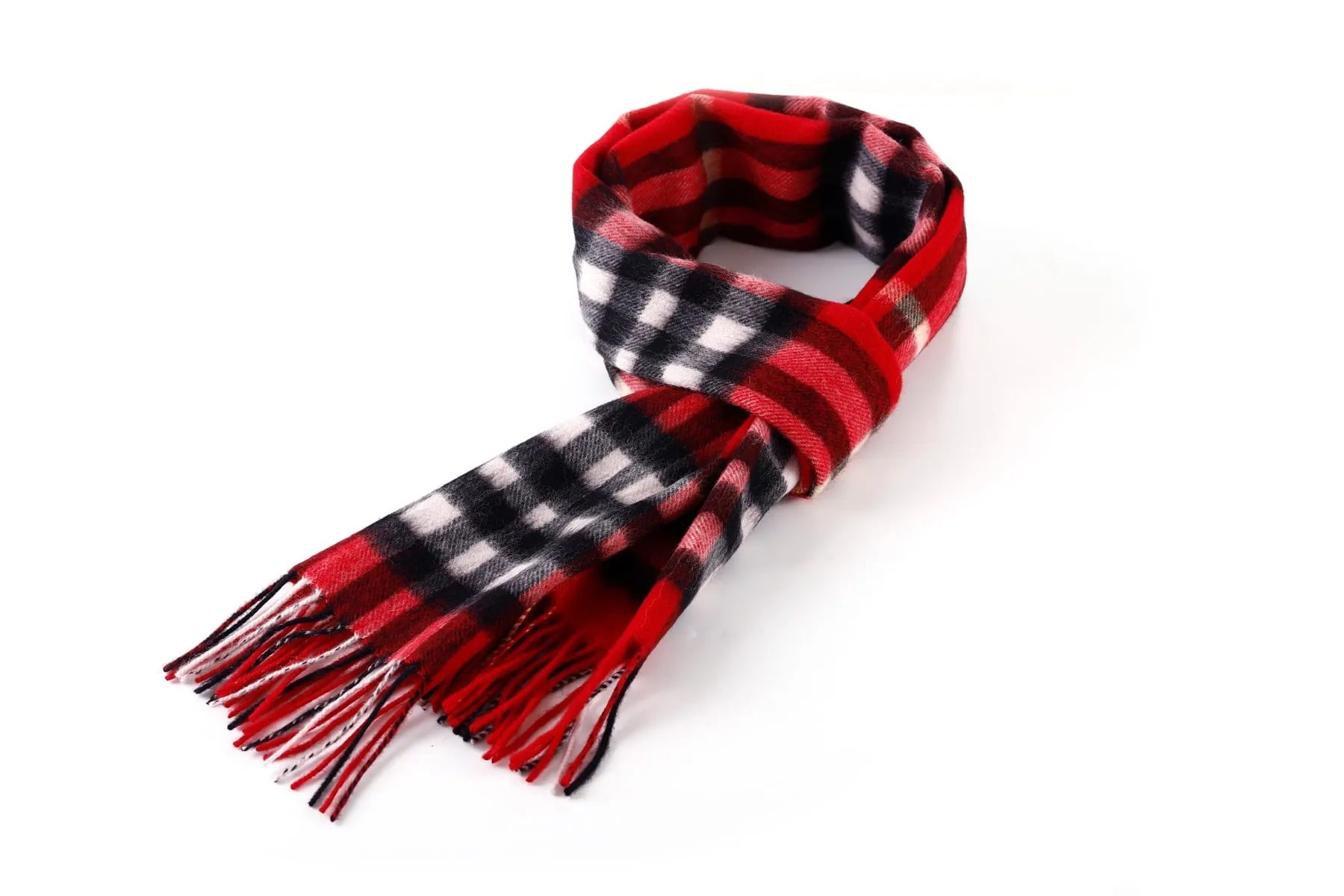 Edinburgh Cashmere Exploded Red Check Lambswool Scarf