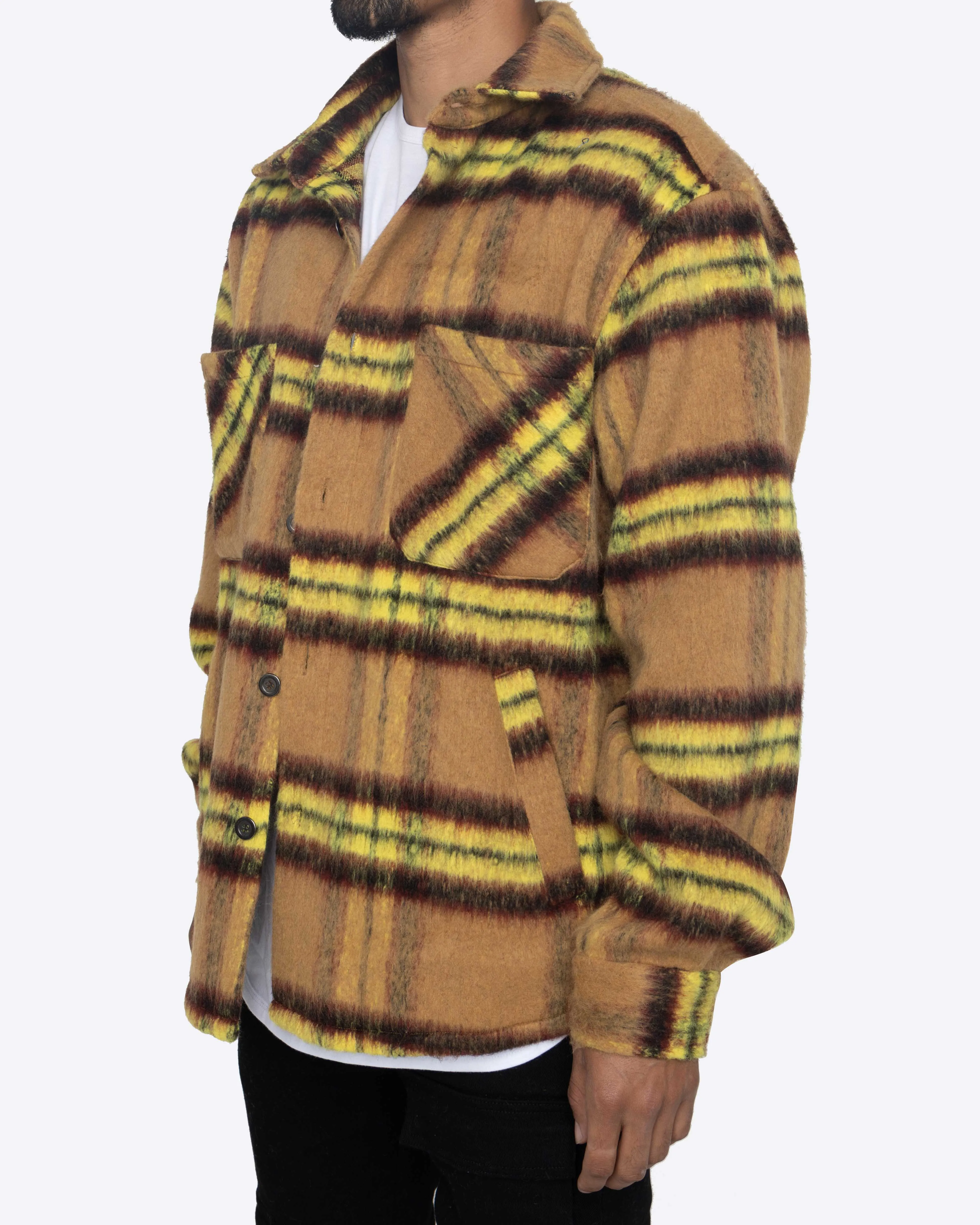 EPTM SLIT FLANNEL SHIRT-MUSTARD