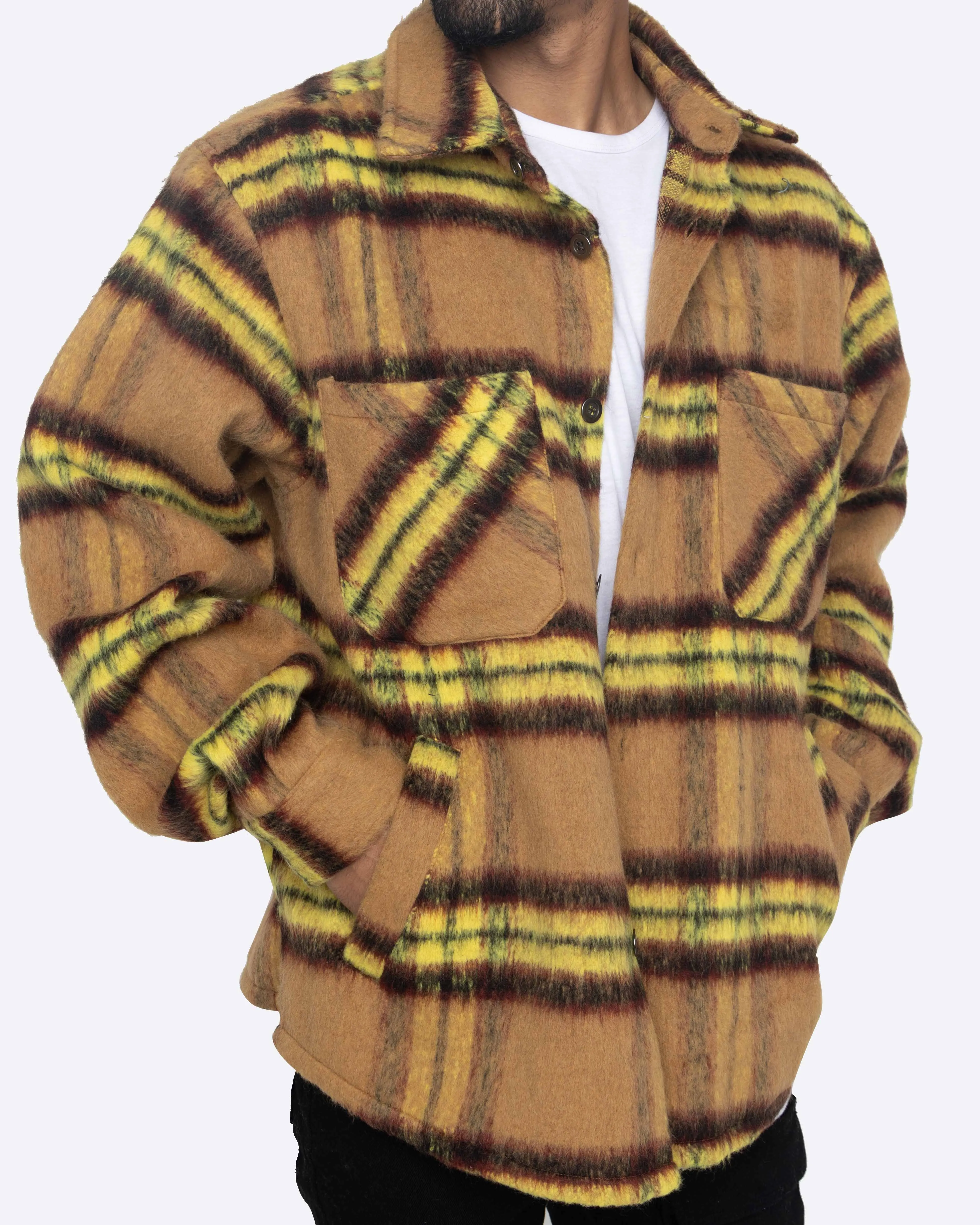 EPTM SLIT FLANNEL SHIRT-MUSTARD