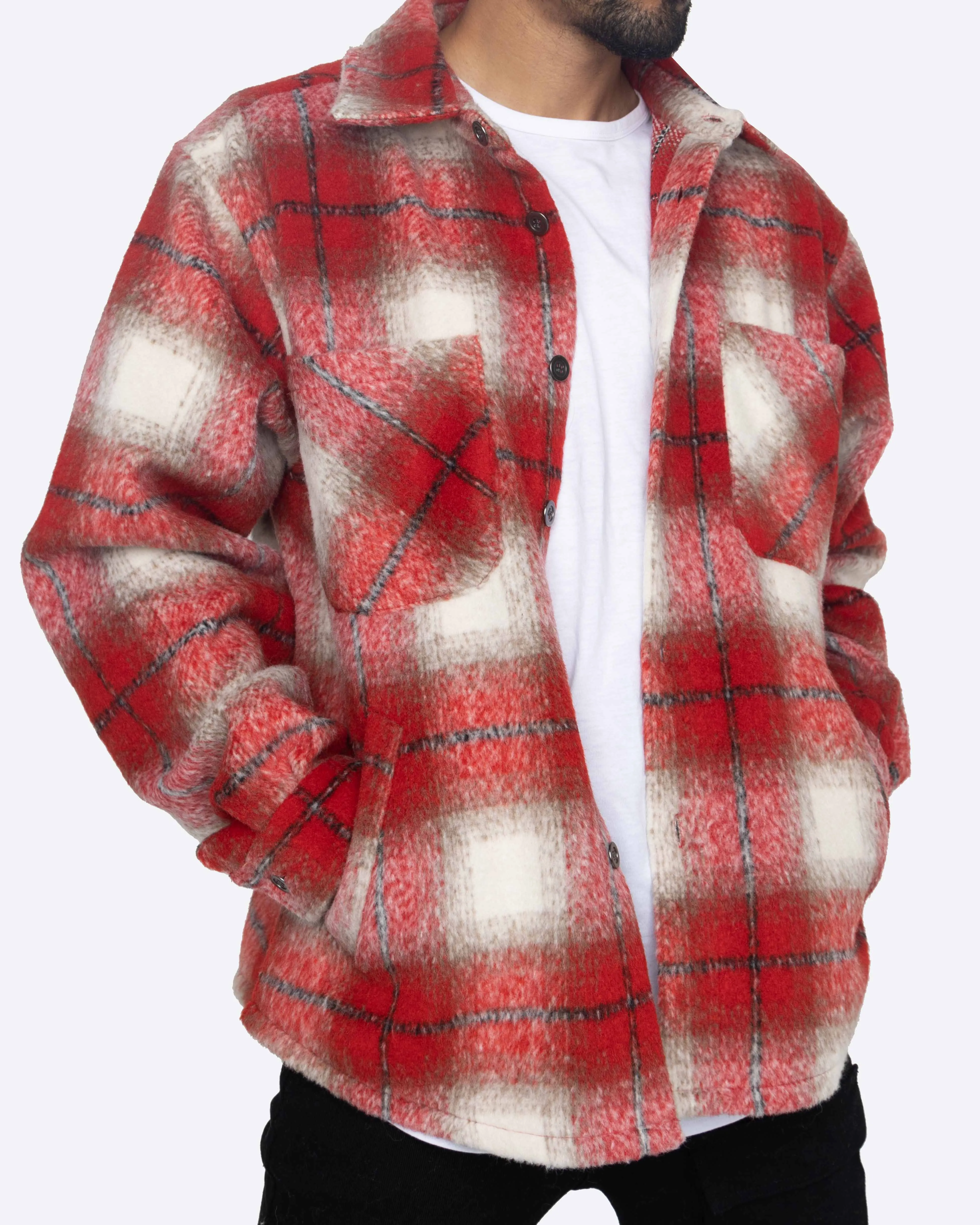 EPTM SLIT FLANNEL SHIRT-RED