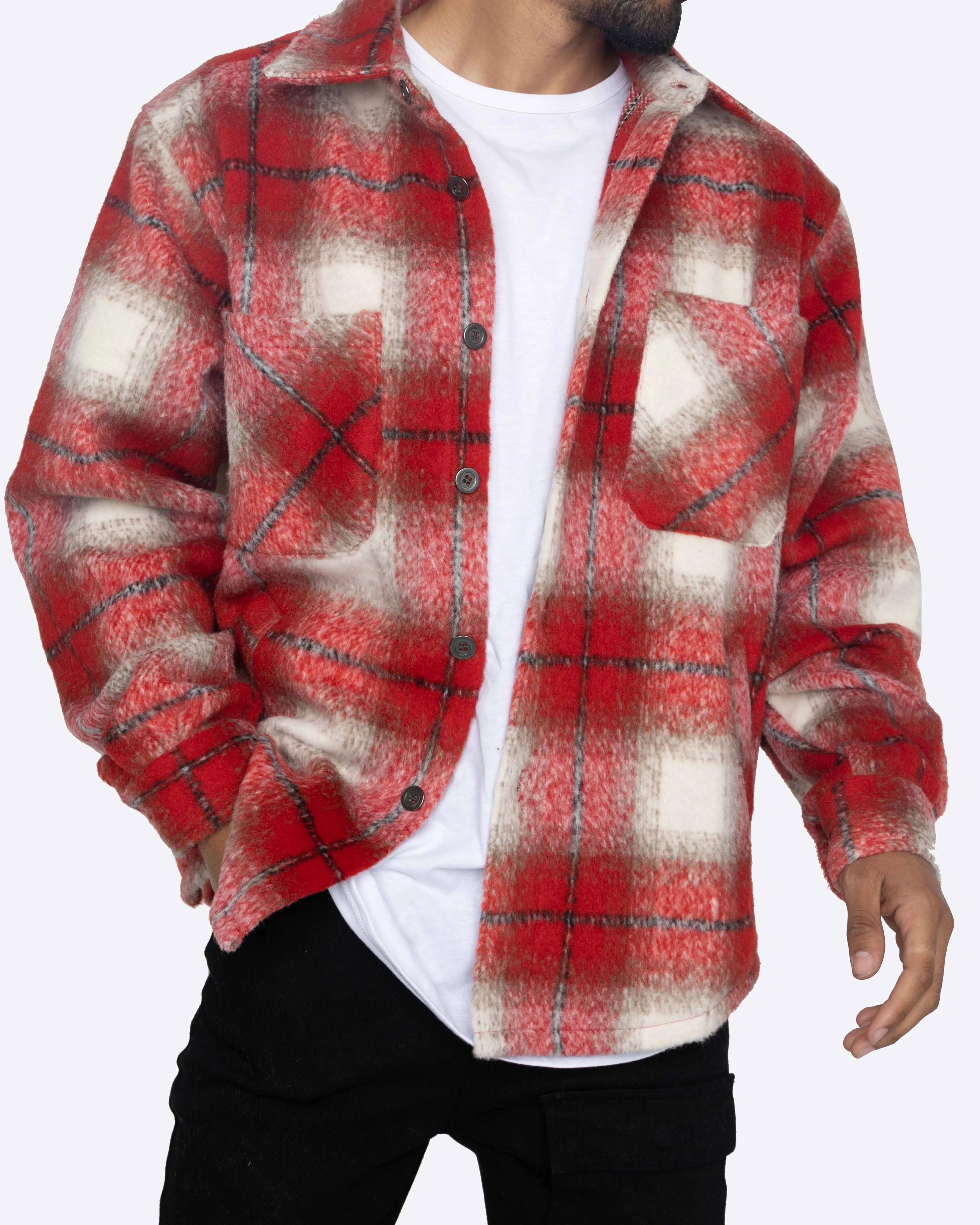 EPTM SLIT FLANNEL SHIRT-RED