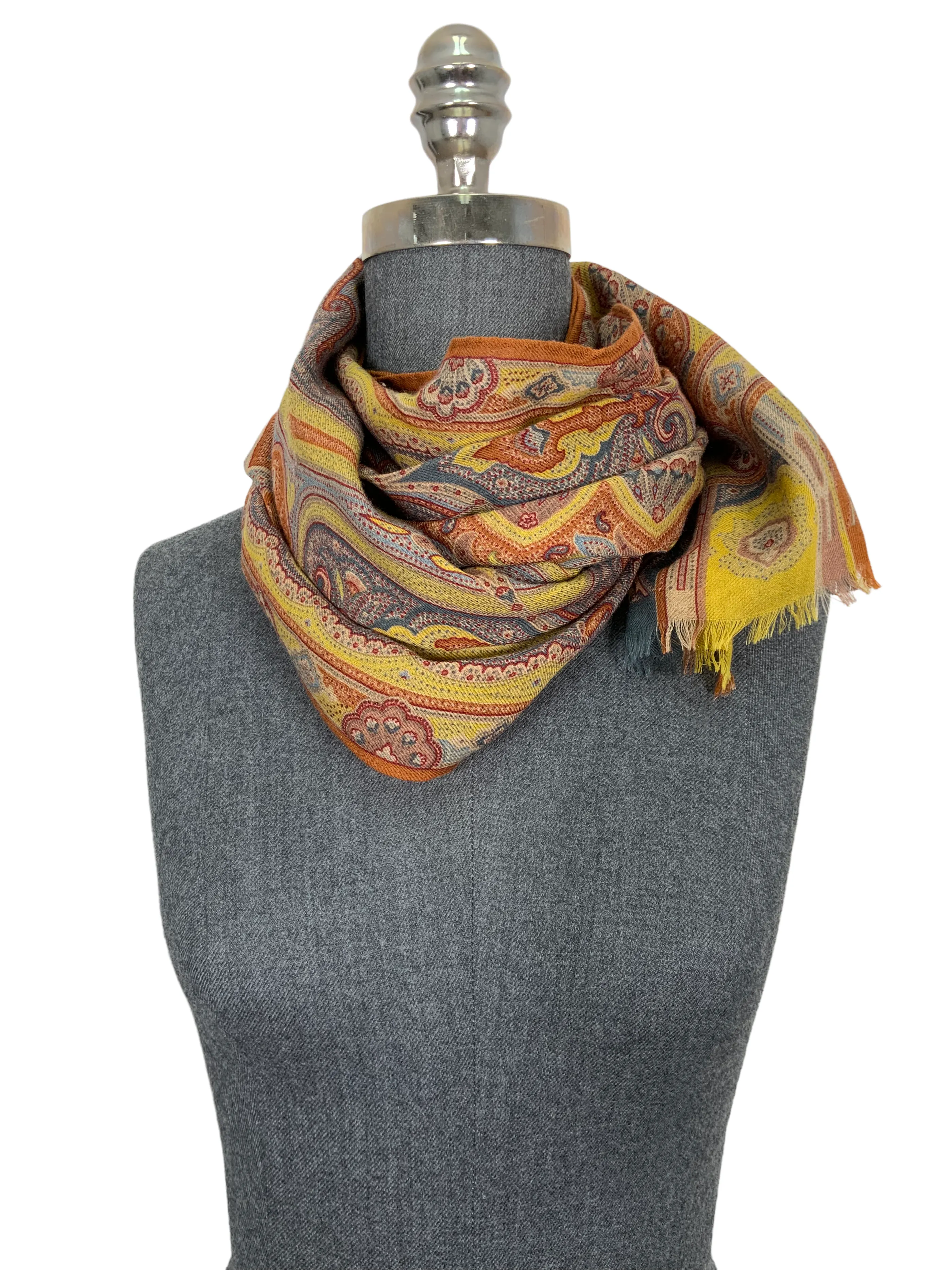 ETRO Paisley Print Fringe Oblong Scarf