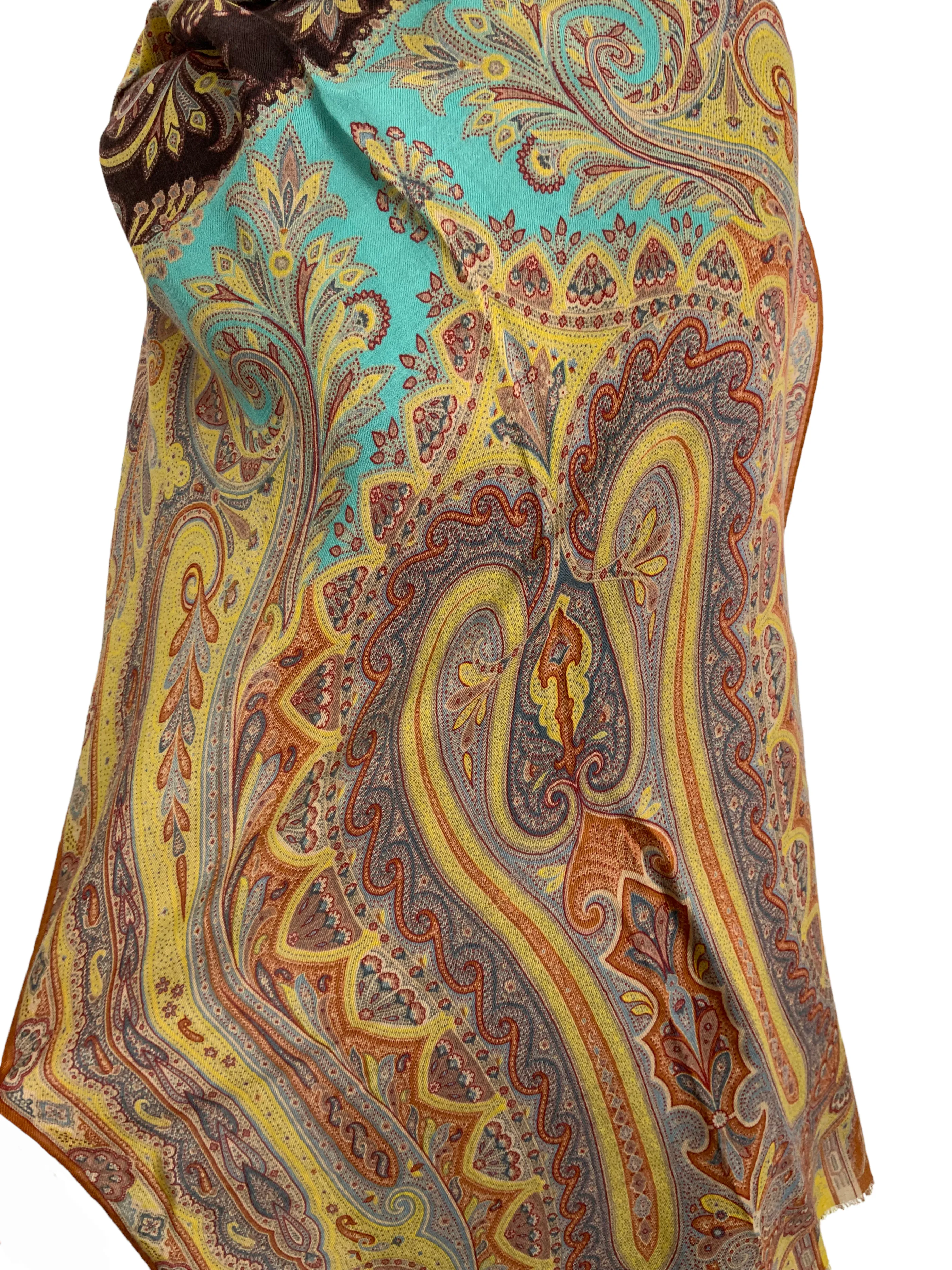 ETRO Paisley Print Fringe Oblong Scarf