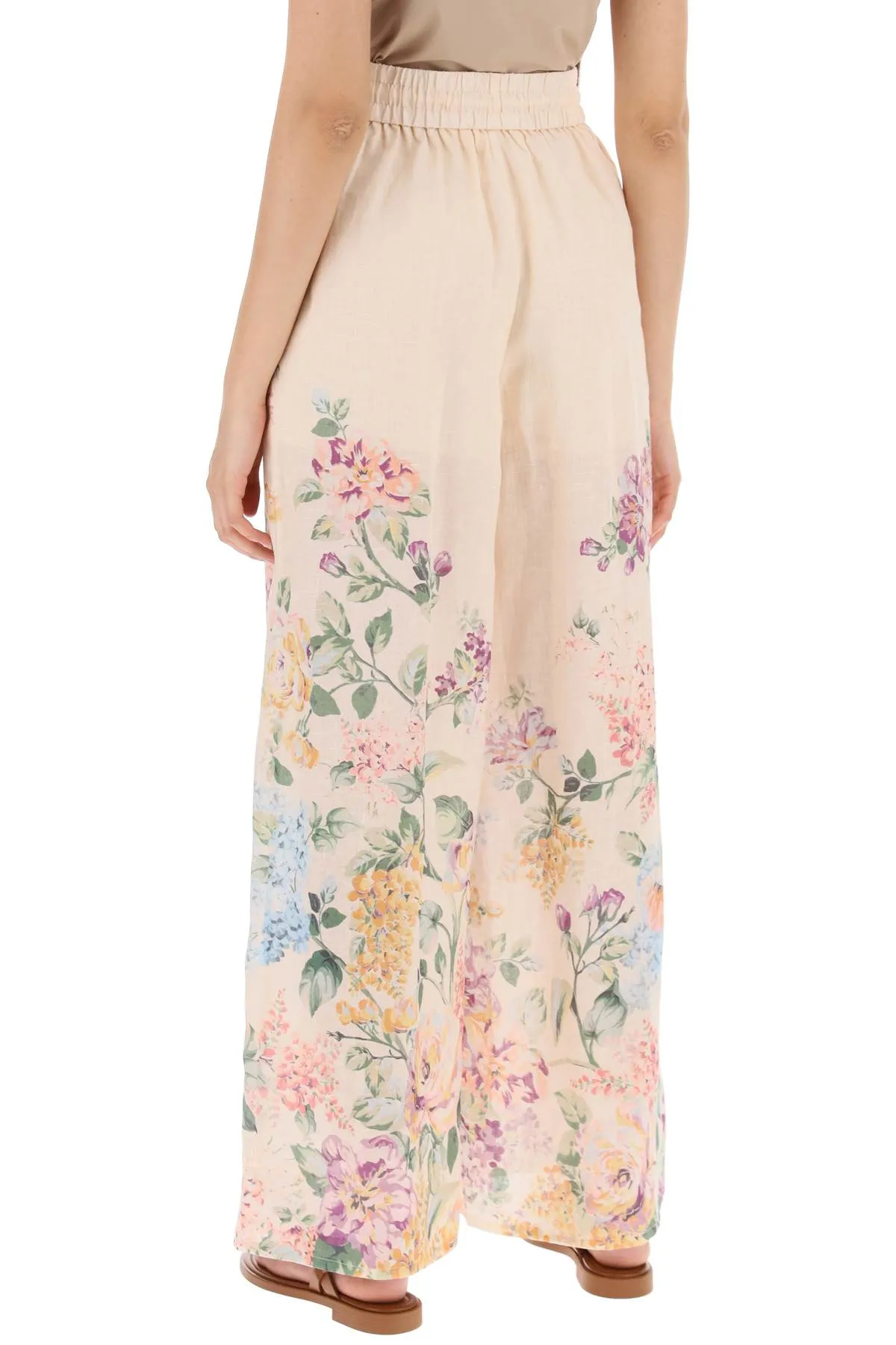 FLORAL PRINT LINEN TROUSERS