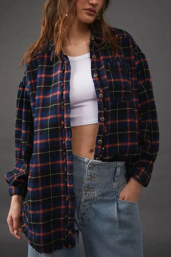 Free People Happy Hour Plaid Shirt