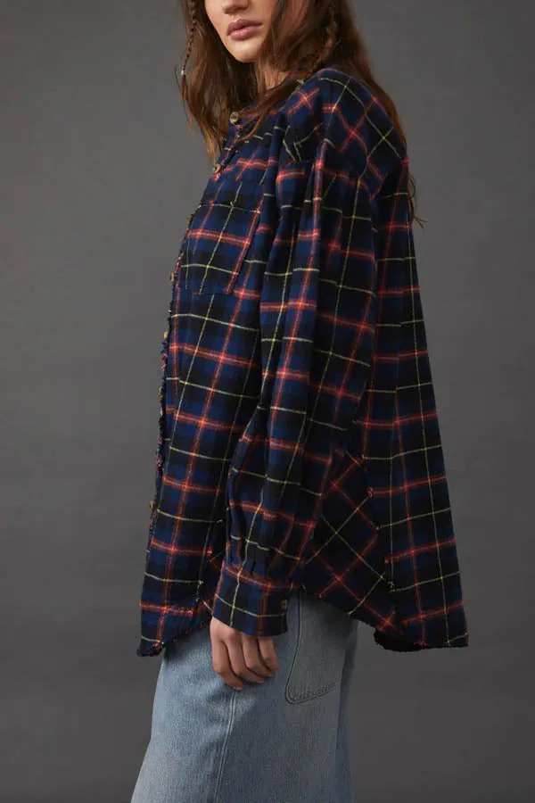 Free People Happy Hour Plaid Shirt