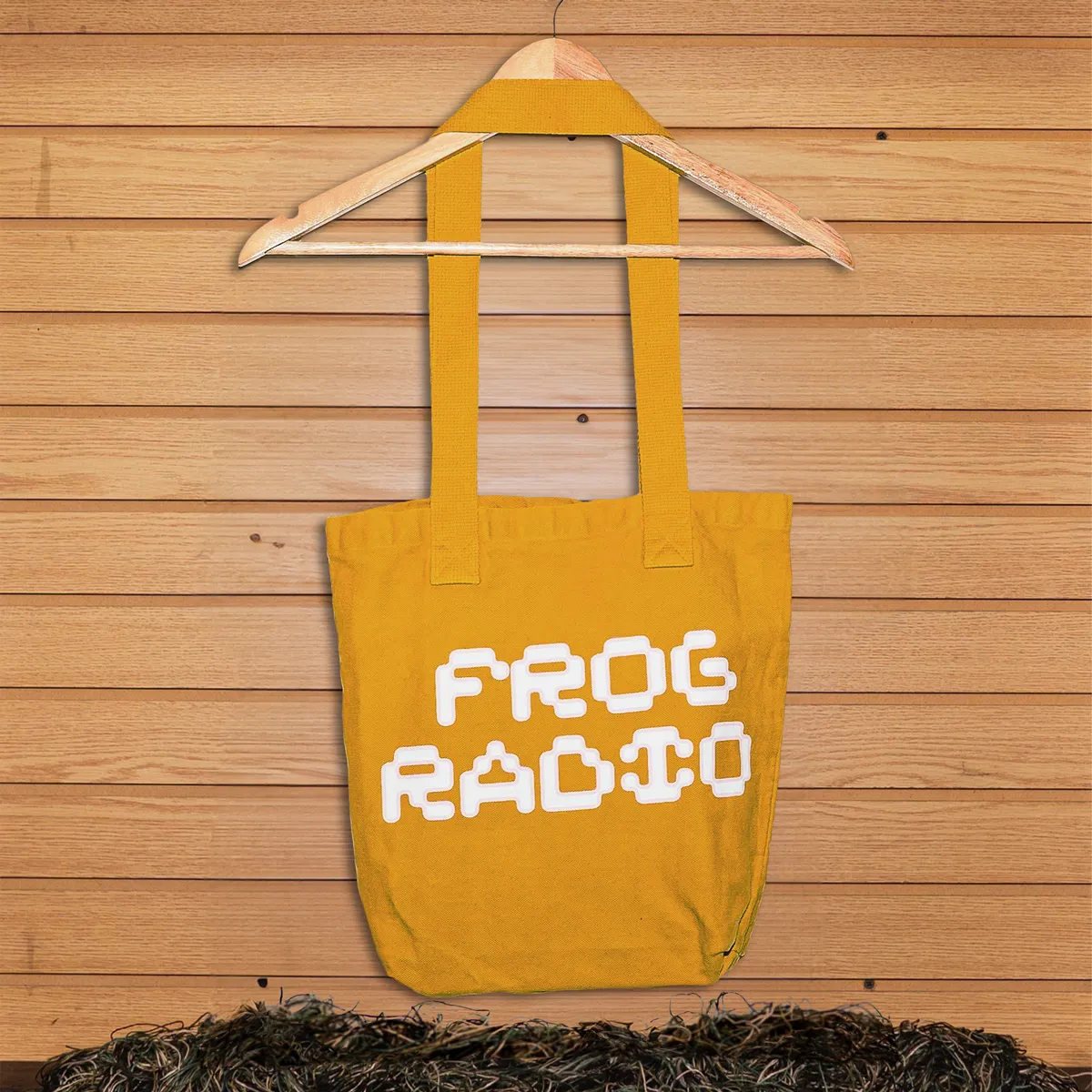 FROG RADIO GOD IS A DJ TOTE BAG - YELLOW