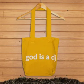 FROG RADIO GOD IS A DJ TOTE BAG - YELLOW