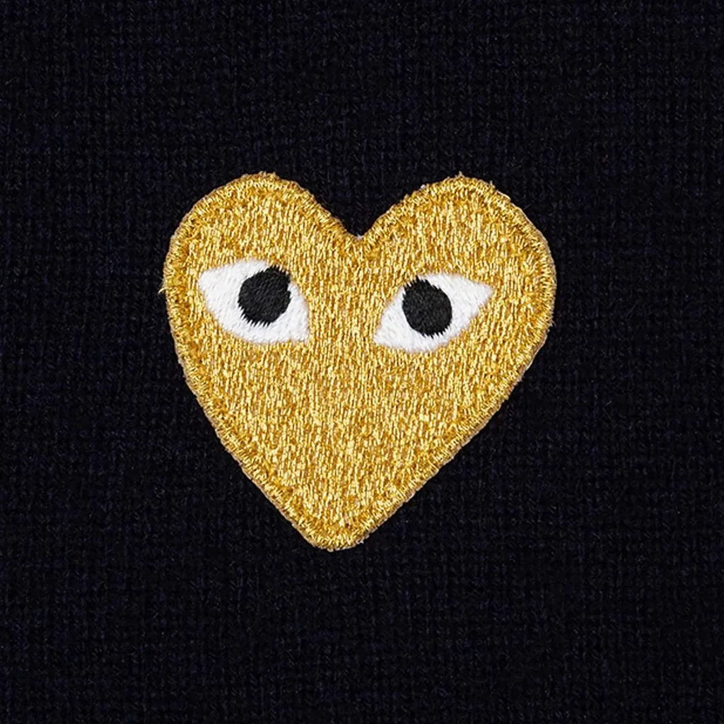 Gold Heart Cardigan - Navy