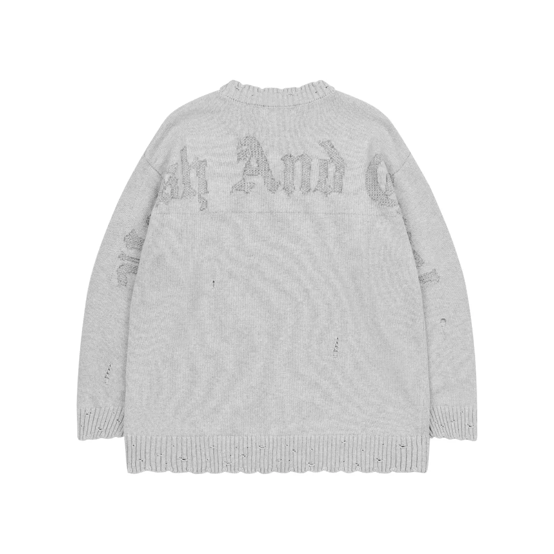 Gothic Logo Destructed Knit Sweater