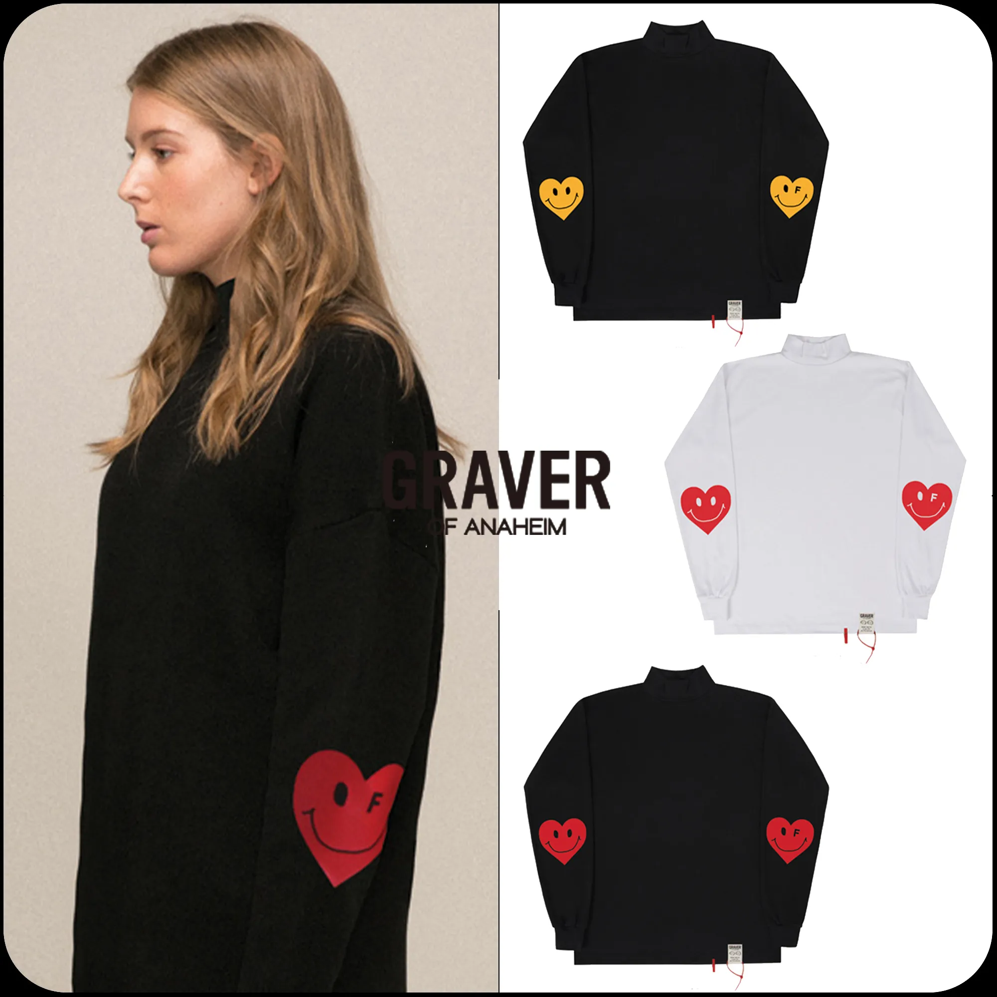 GRAVER  |[GRAVER]★ELBOW HEART TURTLENECK