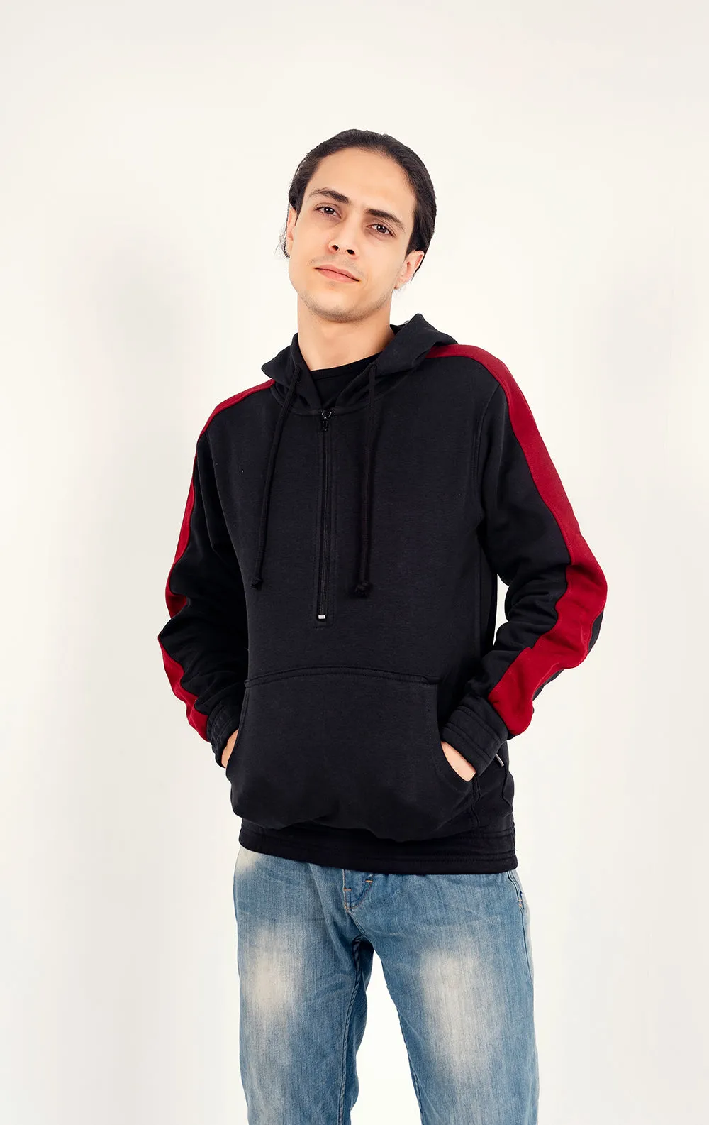 Half Zip Panel Hoodie