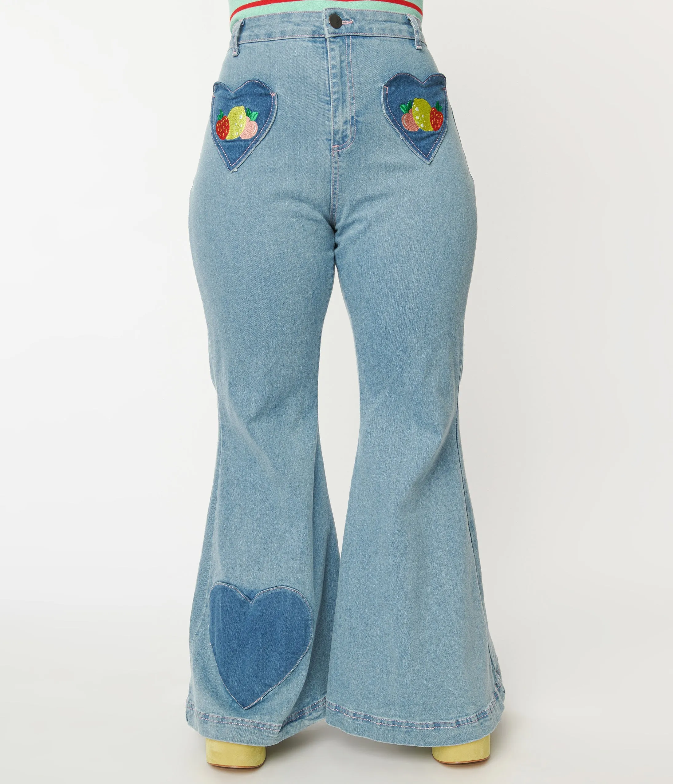 Hell Bunny Plus Size 1970s Light Blue Denim Molly Jeans