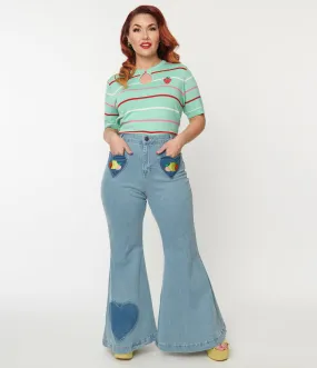 Hell Bunny Plus Size 1970s Light Blue Denim Molly Jeans