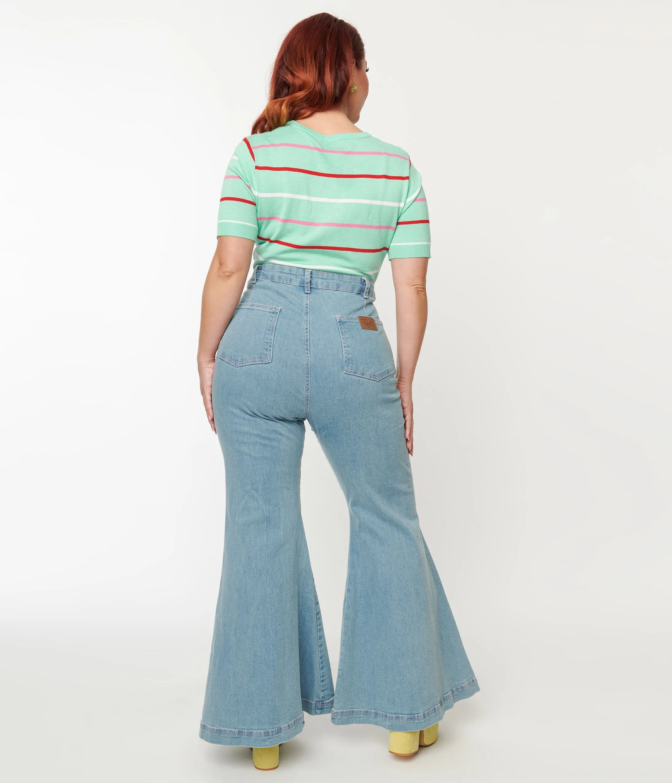 Hell Bunny Plus Size 1970s Light Blue Denim Molly Jeans