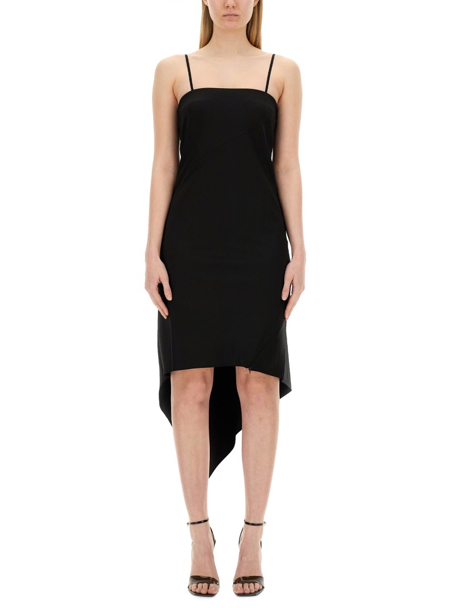 HELMUT LANG    WOOL SCARF HEM DRESS