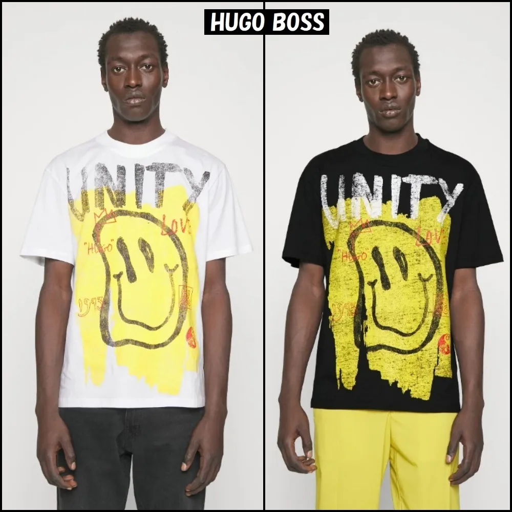 Hugo Boss  |Crew Neck Pullovers Cotton Short Sleeves Logo