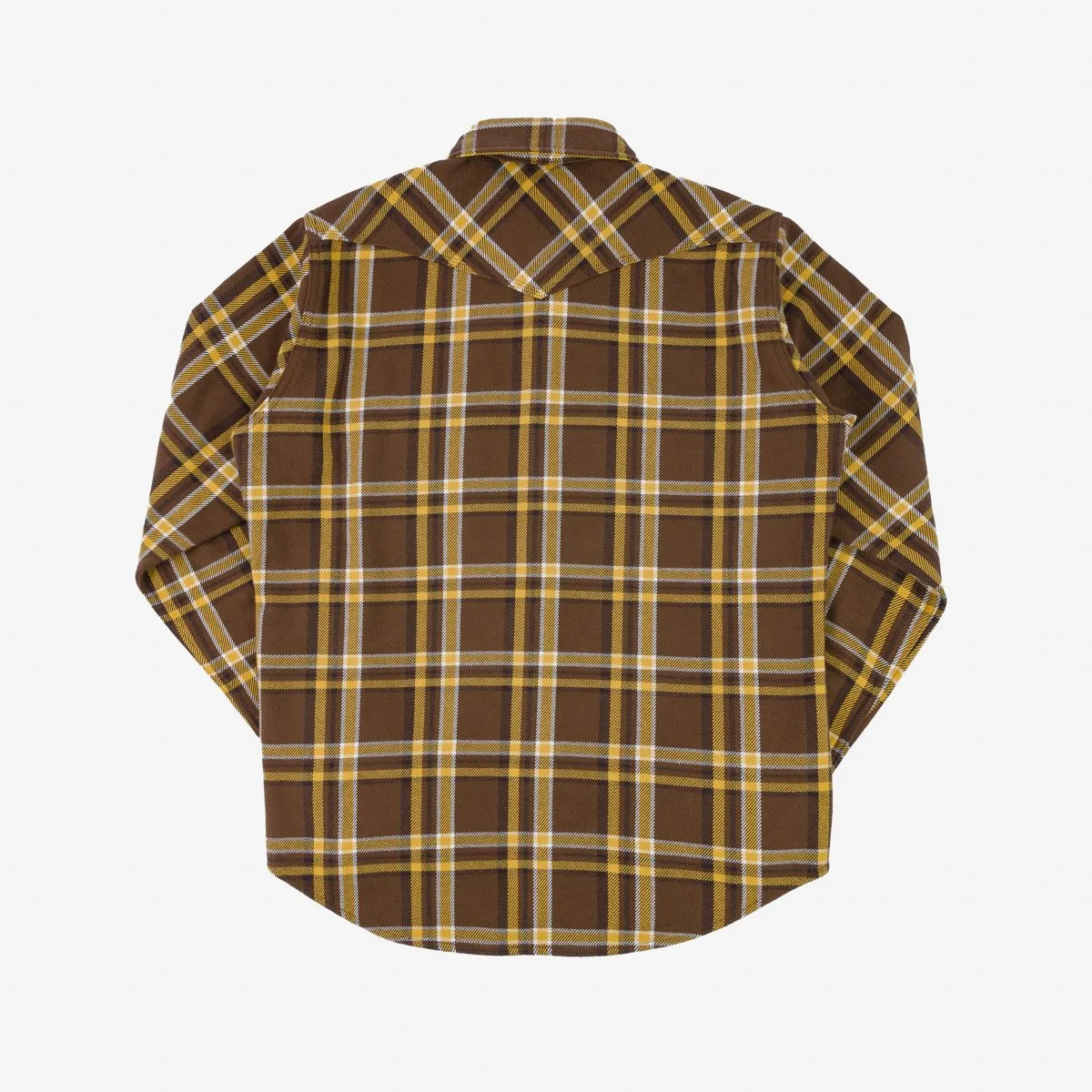 Iron Heart IHSH-372-BRN Ultra Heavy Flannel Brown Crazy Check Western Shirt - Brown