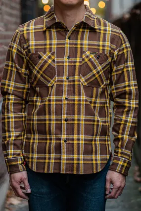 Iron Heart IHSH-378-BRN Ultra Heavy Flannel Brown Crazy Check Work Shirt - Brown