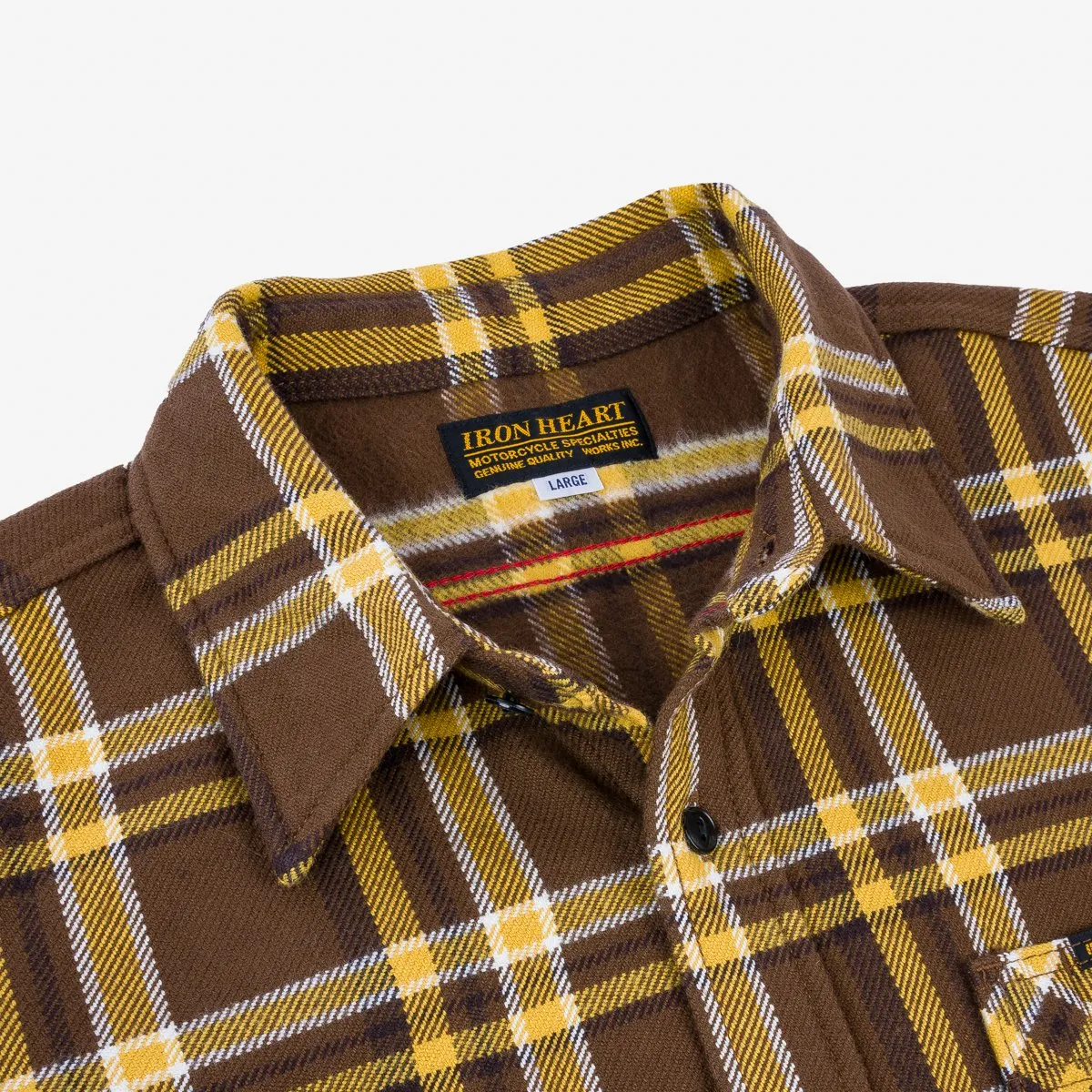 Iron Heart IHSH-378-BRN Ultra Heavy Flannel Brown Crazy Check Work Shirt - Brown