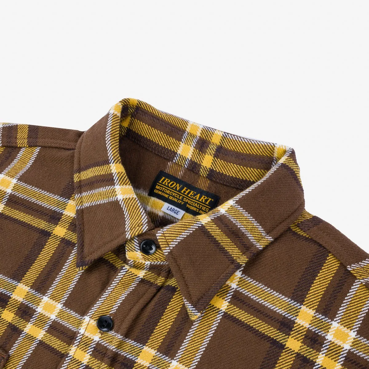 Iron Heart IHSH-378-BRN Ultra Heavy Flannel Brown Crazy Check Work Shirt - Brown