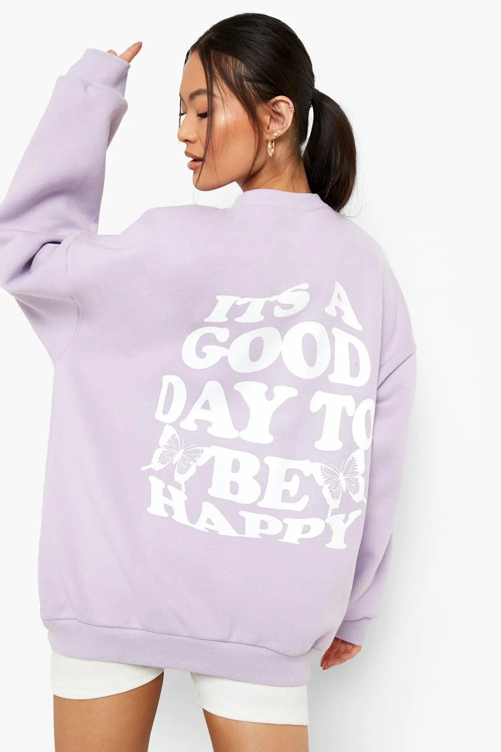 Its A Good Day Back Print Oversized Sweater