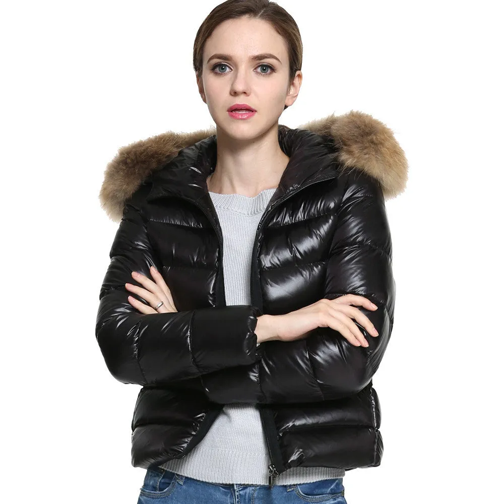 jacket women coat womens clothing Faux Fur Collar Hooded Parkas Cotton Padded slim warm Jacket coat