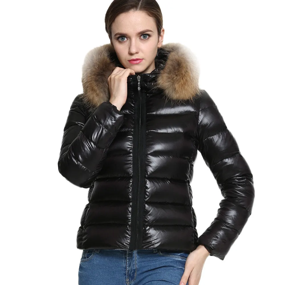 jacket women coat womens clothing Faux Fur Collar Hooded Parkas Cotton Padded slim warm Jacket coat