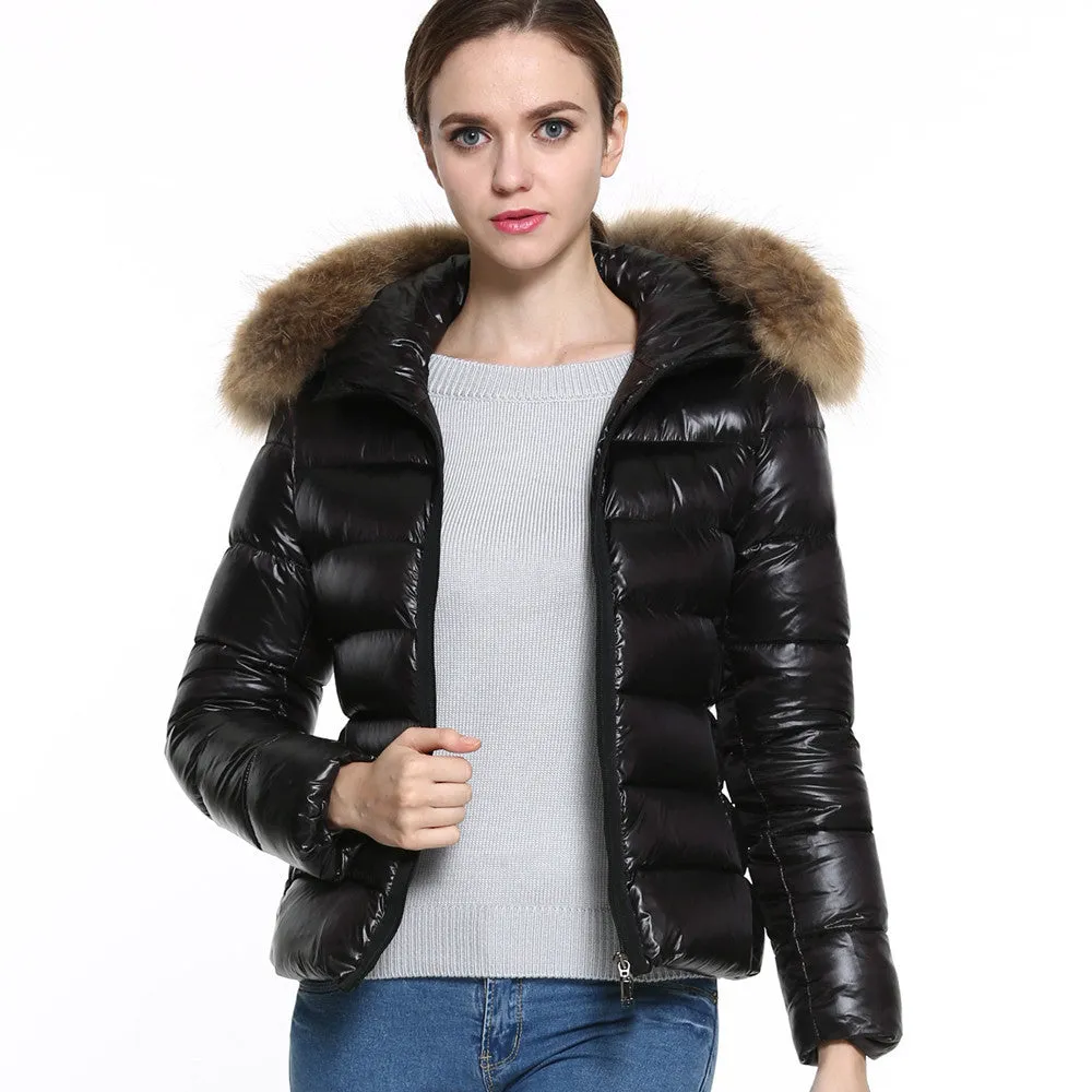 jacket women coat womens clothing Faux Fur Collar Hooded Parkas Cotton Padded slim warm Jacket coat